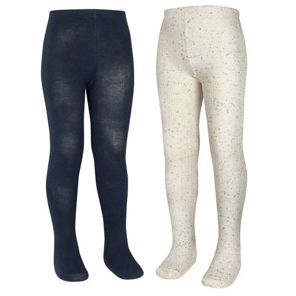 Wonder Nation Footed Tights Girls Size Large 2 Pack White Blue Dress Bottoms NEW